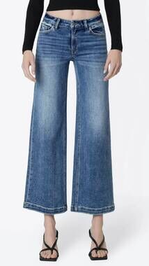 NEW VERVET BY FLYING MONKEY mid rise ankle wide leg jeans in medium wash